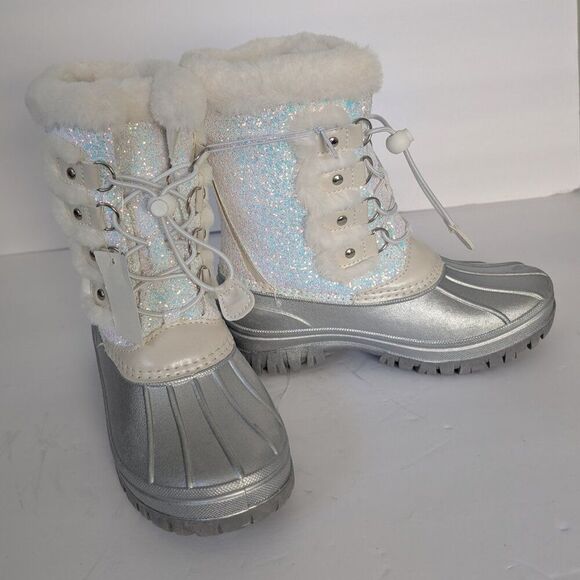 Girls ICELYN JR Boot Size 3 White Sparkles Rain Snow Boot - Picture 4 of 7